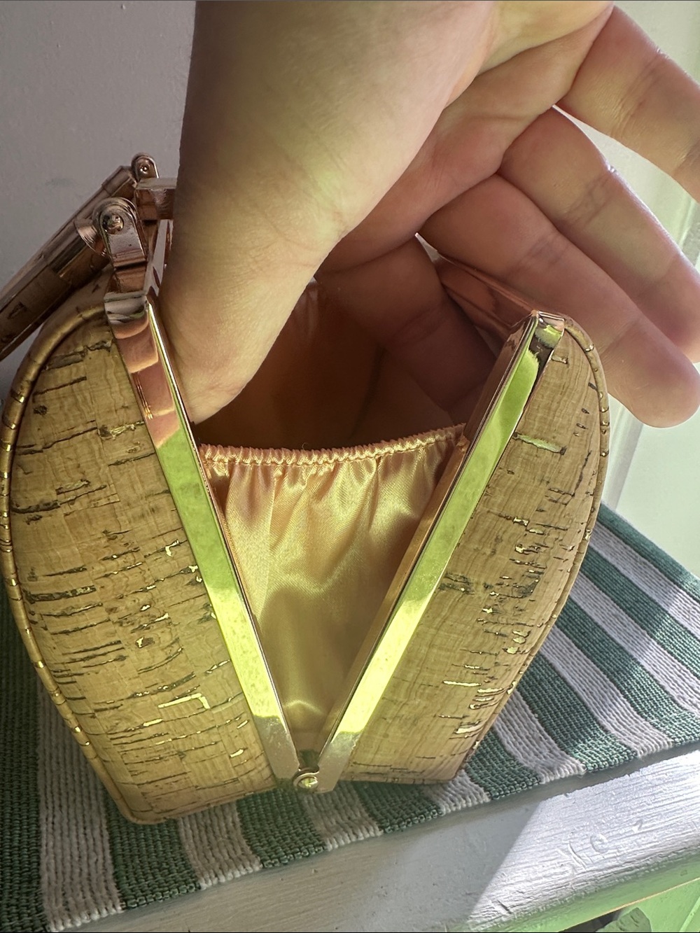 Natural Cork Box Clutch with Gold Handle - Picture 8 of 8